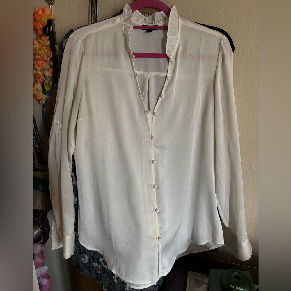 Express Ivory Button-Down Blouse - image 1